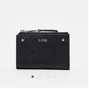 BOSS Orange Cindy leather zip wallet in black